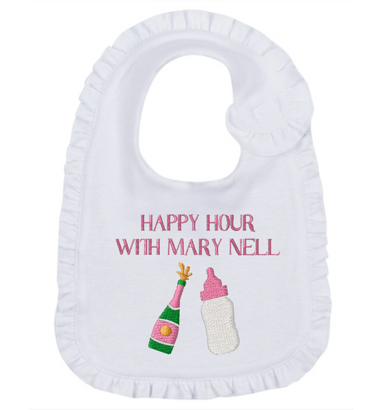 Ruffled Baby Bib: Happy Hour