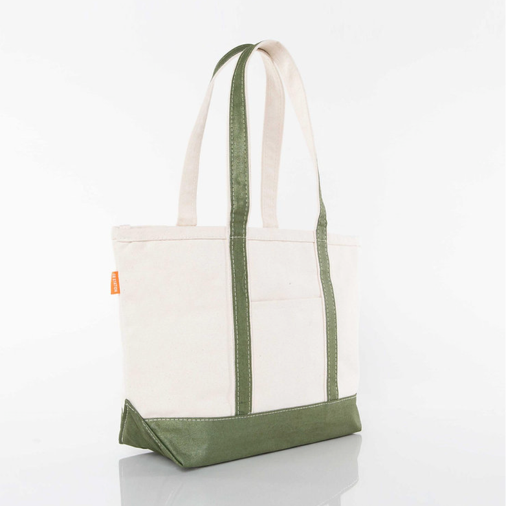 Medium Boat Tote: Metallic Green