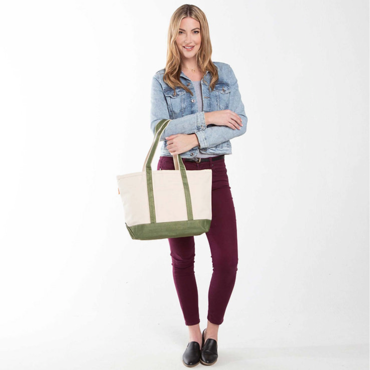 Medium Boat Tote: Metallic Green