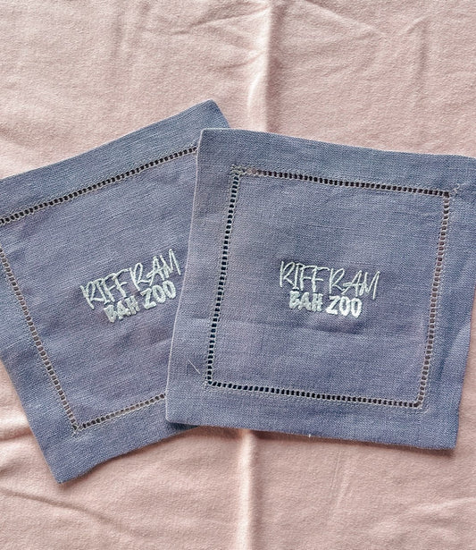 "Riff Ram" Purple Linen Cocktail Coasters